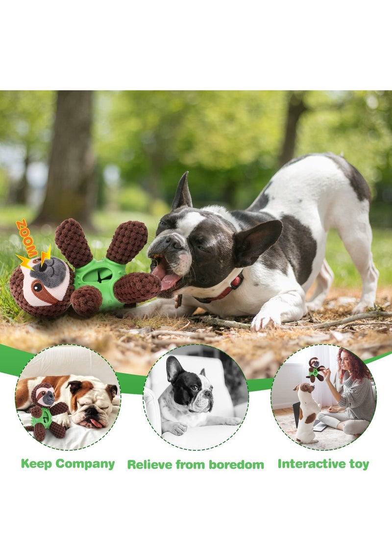 Generic - Interactive 4-in-1 Plush Dog Toy with Treat Dispenser, Squeaky Chew Toy for Small & Medium Dogs, Suitable for Teething Puppies (Brown Sloth) - Image 1