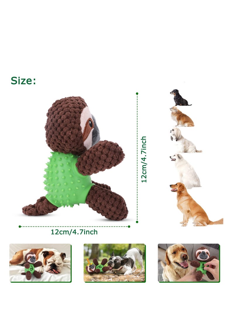 Generic - Interactive 4-in-1 Plush Dog Toy with Treat Dispenser, Squeaky Chew Toy for Small & Medium Dogs, Suitable for Teething Puppies (Brown Sloth) - Image 1