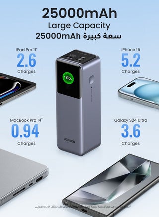 25000 mAh 25000mAh 200W Power Bank,Ultral-Fast Laptop Portable Charger,2C1A,Airline-Friendly, Fast Charging Battery Pack With Digital Color Screen, Compatible WithSamsung S26/S25 Ultra, iPhone 17/16 Pro Max,Macbook, Lenovo, Dell, iPad 25000 200W - view 3