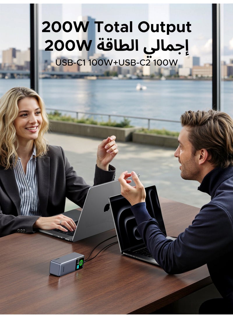 يو جرين بنك الطاقة إجمالي خرج 200 واط شاحن محمول للكمبيوتر المحمول (90 وات في الساعة) 2C1A حزمة بطارية iPhone مع شاشة عرض ذكية متوافقة مع Macbook Lenovo Dell Huawei iPad iPhone Samsung Xiaomi - Image 2