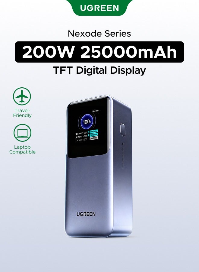 Ugreen 25000 mAh 25000mAh 200W Power Bank,Ultral-Fast Laptop Portable Charger,2C1A,Airline-Friendly, Fast Charging Battery Pack With Digital Color Screen, Compatible With Samsung S26/S25 Ultra, iPhone 17/16 Pro Max,Macbook, Lenovo, Dell, iPad 25000mAh 200W - Image 1
