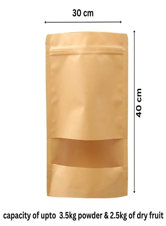 Deera Light Brown Kraft Paper Pouch with Window (300mm x 400mm)(Pack of 20) - Image 3