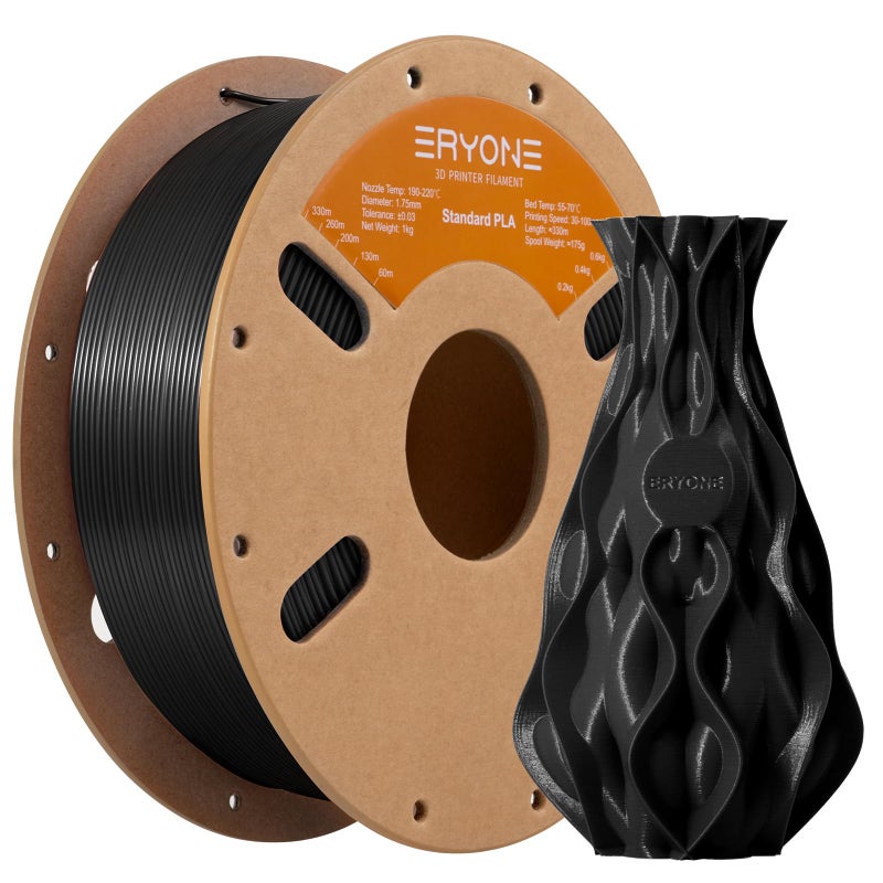 ERYONE PLA Filament 3D Printer PLA Filament 175mm 003mm PLA Filament 1KG Cardboard Spool22LBS Black