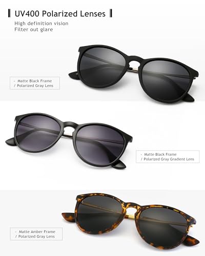 SUNGAIT 3 pack Premium Vintage Round Sunglasses for Women Men Classic Retro Trendy Style SGT567SHQH-SHSHPG-HPQH-6 - Image 4