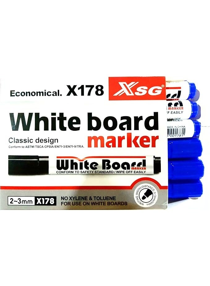 XSG Blue Marker Box 12 Pieces Whiteboard Markers