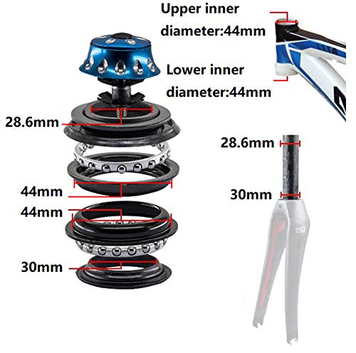 Freefly Free-fly Bicycle Headset Aluminium Alloy Bike Front Fork Stem Headset Replacement Bike Accessory for Most Bike with 44mm Head Tube (Blue) - Image 5