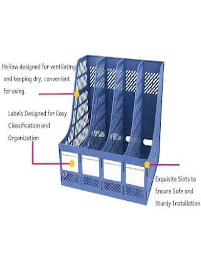 Mahi Enterprise 4 Tier Plastic File Holder Office Desk Table Top Book Shelf Organizer Magazine Paper Document Folder Tray Rack Storage 4 Tier Plastic Magazine Frame for Home Office School - Image 3