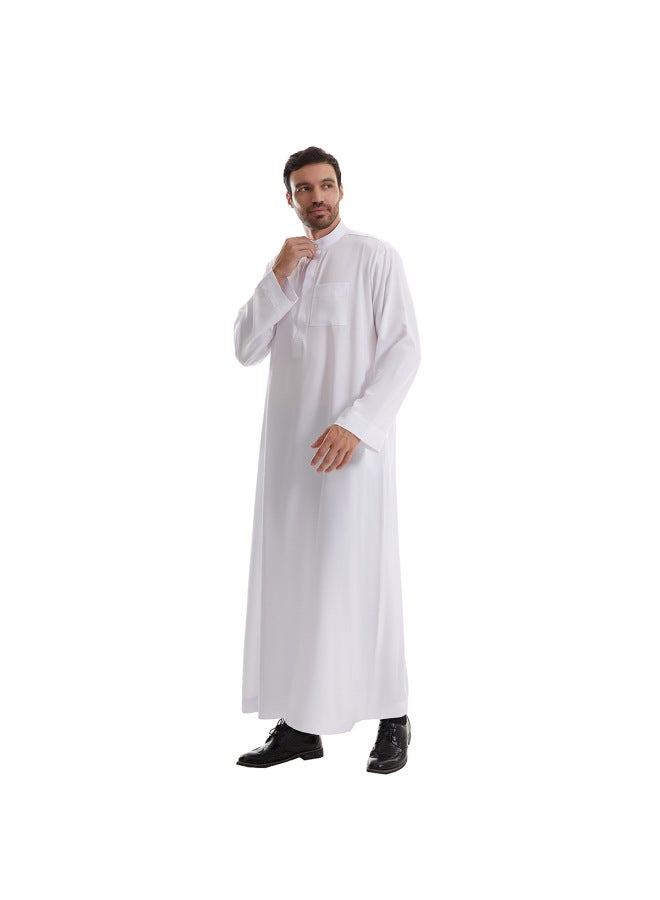 عباية - قميص رجالي طويل بياقة واقفة - أسود - ملابس تقليدية، ملابس إسلامية، زي إسلامي، زي تراثي، قفطان دبي - Image 3