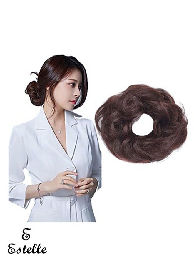 Estelle Messy Hair Bun Scrunchie with Elastic Rubber Band Ponytail Hair Extensions Updo Chignon Donut Ponytail Hairpiece Synthetic Tousled Hair for Women (Color No 30M33) - Image 1