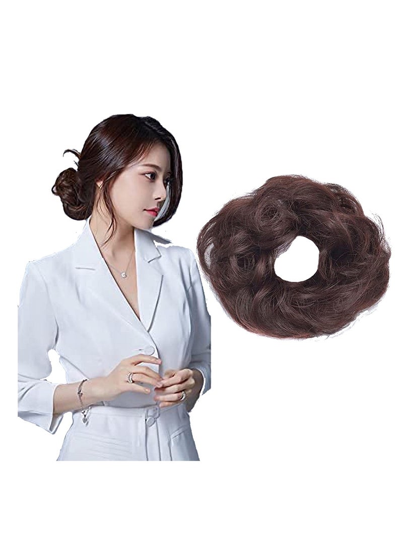 Estelle Messy Hair Bun Scrunchie with Elastic Rubber Band Ponytail Hair Extensions Updo Chignon Donut Ponytail Hairpiece Synthetic Tousled Hair for Women (Color No 30M33) - Image 2