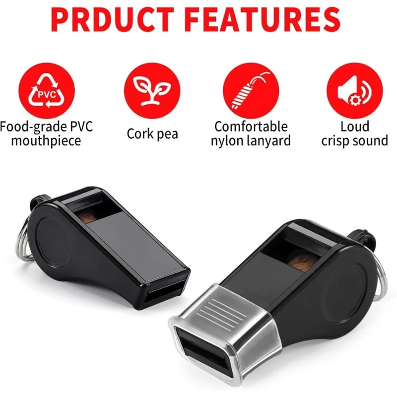 5 Pack Durable Plastic Whistles with Lanyards Loud Sound for Sports and Safety - Image 5