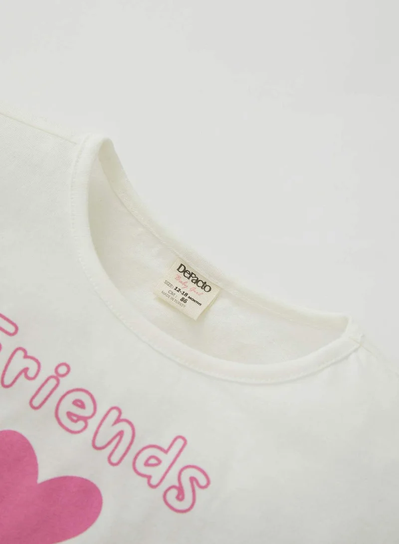 DeFacto Regular Fit Short Sleeve Slogan Batik Print Lounge Set