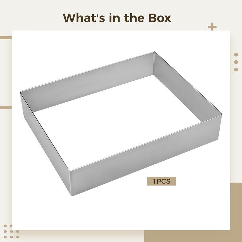 10 X 8 Inch Rectangular Cake Mold, Removable Stainless Steel Baking Pan, Ideal for Mousse Cakes, Cheesecakes, Tartlets, and More, Dishwasher-Safe - Image 5