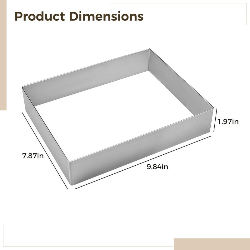 10 X 8 Inch Rectangular Cake Mold, Removable Stainless Steel Baking Pan, Ideal for Mousse Cakes, Cheesecakes, Tartlets, and More, Dishwasher-Safe - Image 4