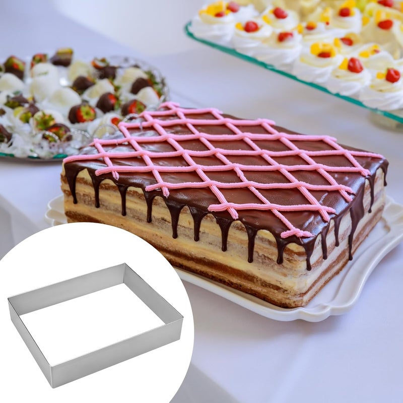 10 X 8 Inch Rectangular Cake Mold, Removable Stainless Steel Baking Pan, Ideal for Mousse Cakes, Cheesecakes, Tartlets, and More, Dishwasher-Safe - Image 3