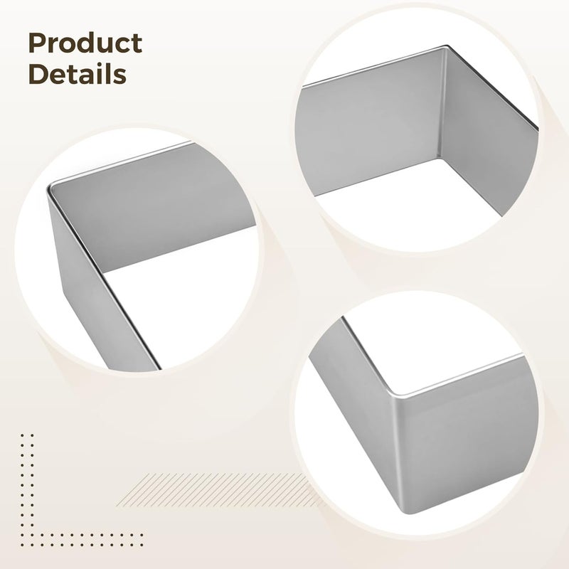 10 X 8 Inch Rectangular Cake Mold, Removable Stainless Steel Baking Pan, Ideal for Mousse Cakes, Cheesecakes, Tartlets, and More, Dishwasher-Safe - Image 2
