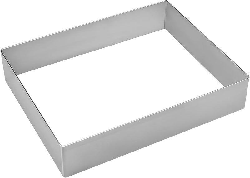10 X 8 Inch Rectangular Cake Mold, Removable Stainless Steel Baking Pan, Ideal for Mousse Cakes, Cheesecakes, Tartlets, and More, Dishwasher-Safe - Image 1