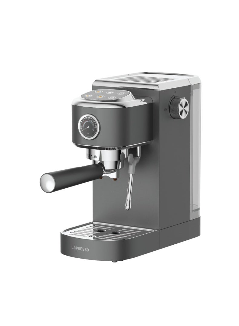 ليبرسو ماكينة صنع قهوة الإسبريسو الساخنة والباردة مع عصا بخار وخافق حليب / غلاية قوية / ضغط مضخة 20 بار / تحكم في لوحة الدوائر المطبوعة و6 أزرار تعمل باللمس / طاقة مقدرة 1350 واط / سعة خزان مياه 1.3 لتر - رمادي - Image 1