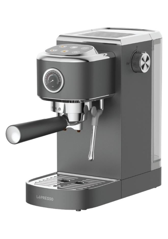 LePRESSO Coffee Machine Semi-Automatic with Powerful Boiler, Espresso Machine with Hot & Cold Coffee Maker, 20Bar, PCB Control with 6 Touch Buttons, Stainless Steel Shell, 1350W Power with Steam Wand - Gray - Image 1