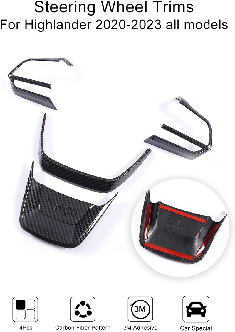 YAKANEY Carbon Fiber Steering Wheel Trims for Toyota Highlander - Image 2