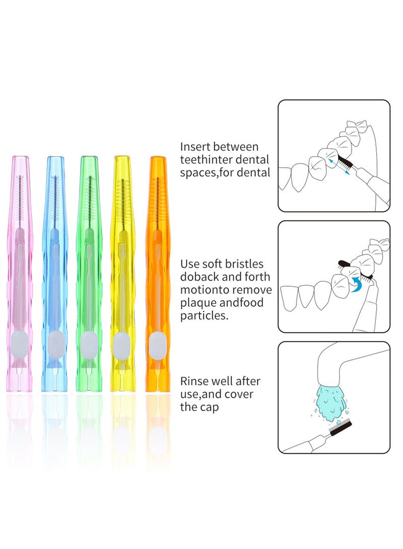 Push-Pull Interdental Brush, I-Shaped Interdental Tooth Flossing for Oral Health, Easy-to-Use Dental Brushes (1.2-1.5mm) Orange, 60 PCS