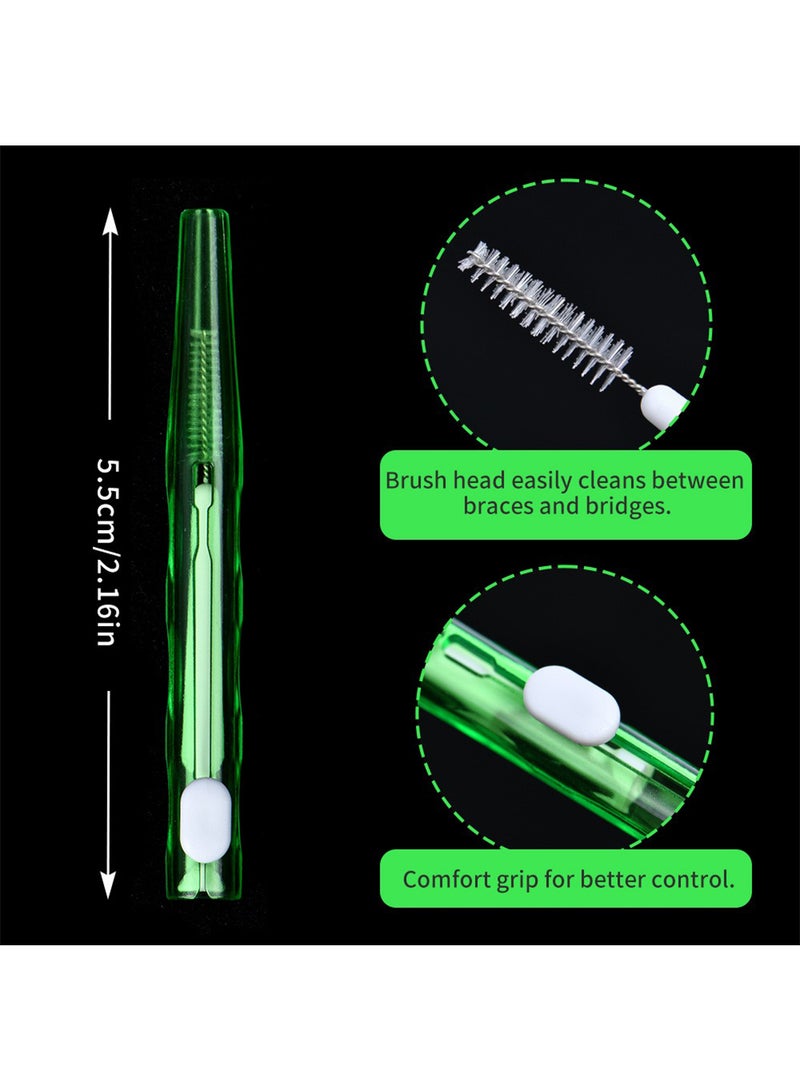 Push-Pull Interdental Brush, I-Shaped Interdental Tooth Flossing for Oral Health, Easy-to-Use Dental Brushes (1.2-1.5mm) Orange, 60 PCS