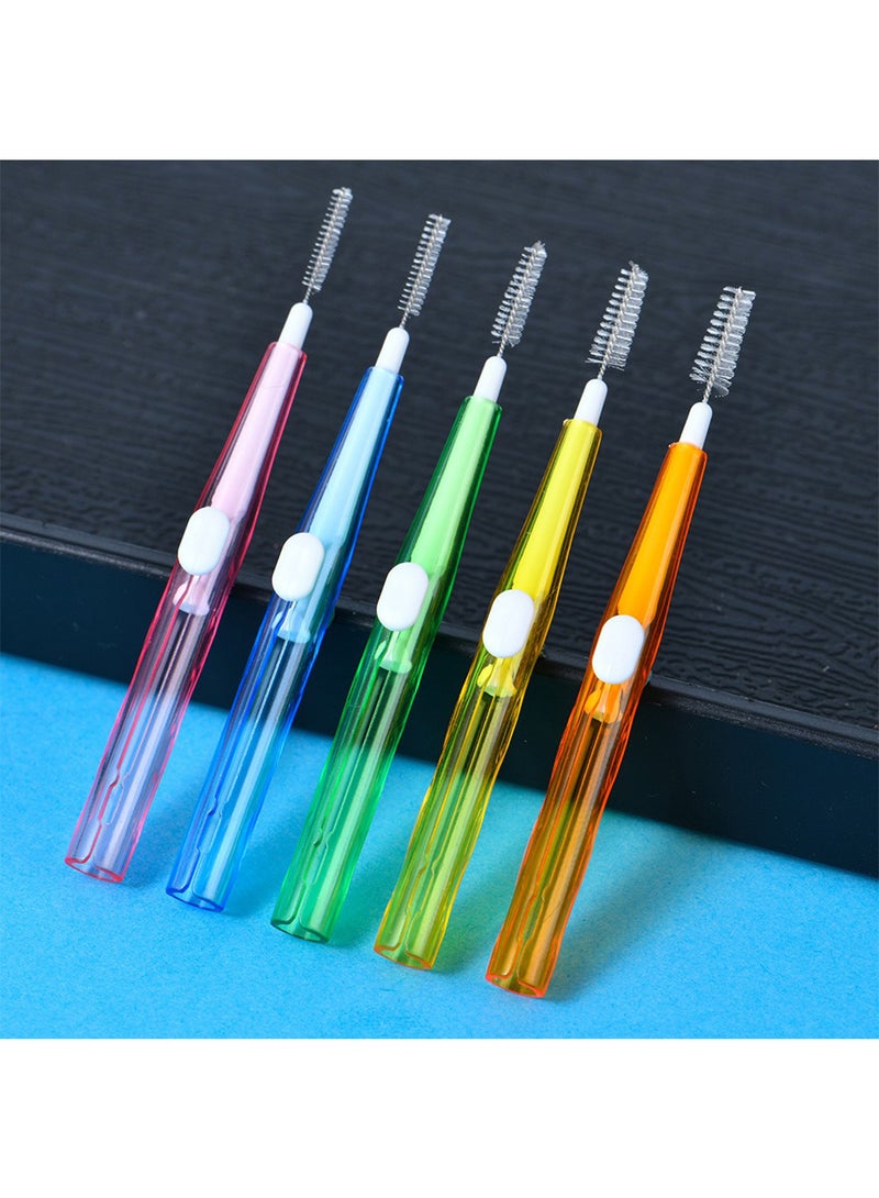 Push-Pull Interdental Brush, I-Shaped Interdental Tooth Flossing for Oral Health, Easy-to-Use Dental Brushes (1.2-1.5mm) Orange, 60 PCS