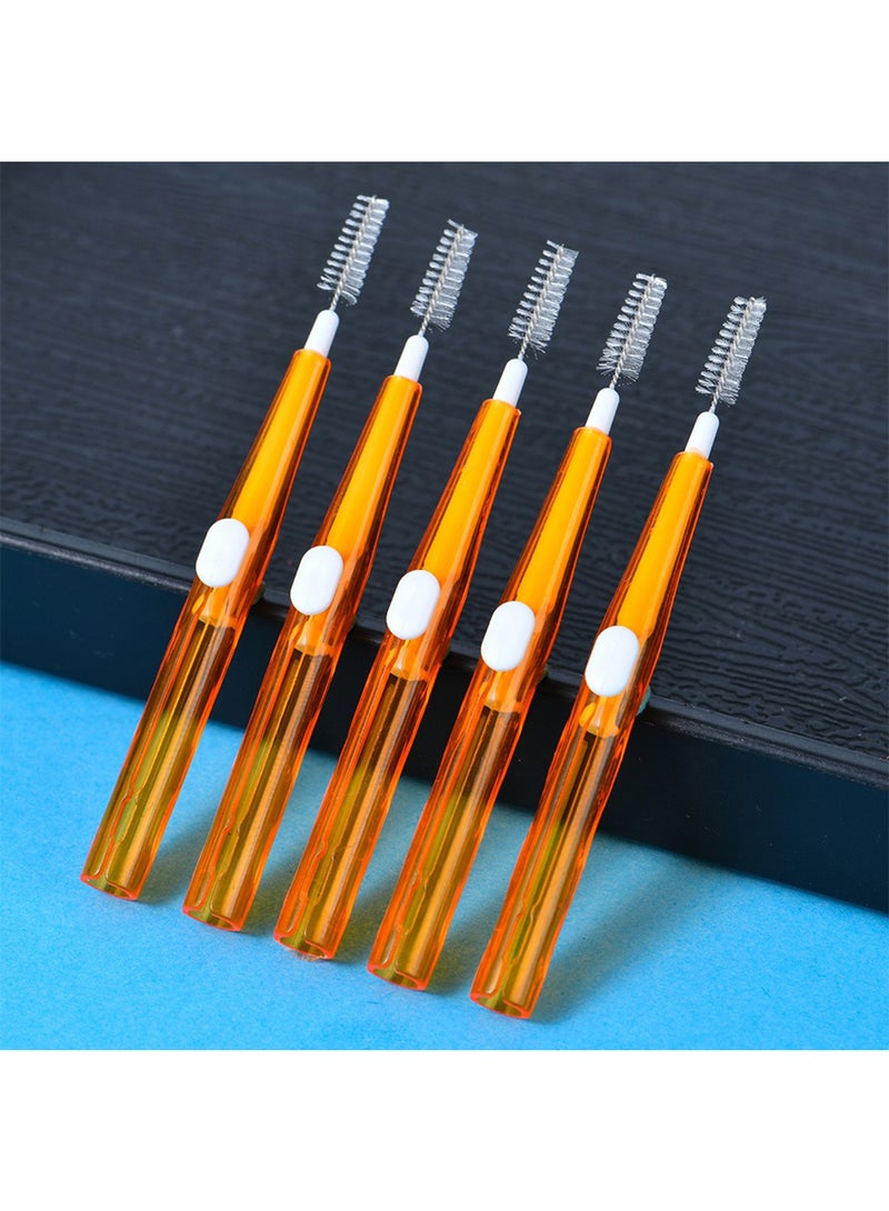 Push-Pull Interdental Brush, I-Shaped Interdental Tooth Flossing for Oral Health, Easy-to-Use Dental Brushes (1.2-1.5mm) Orange, 60 PCS