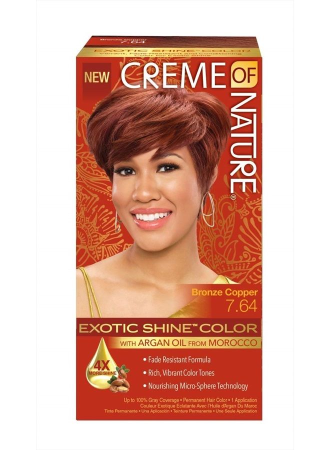 Creme of Nature لون شعر لامع غريب مع زيت الأركان من المغرب، 7.64 نحاسي برونزي، 1 تطبيق