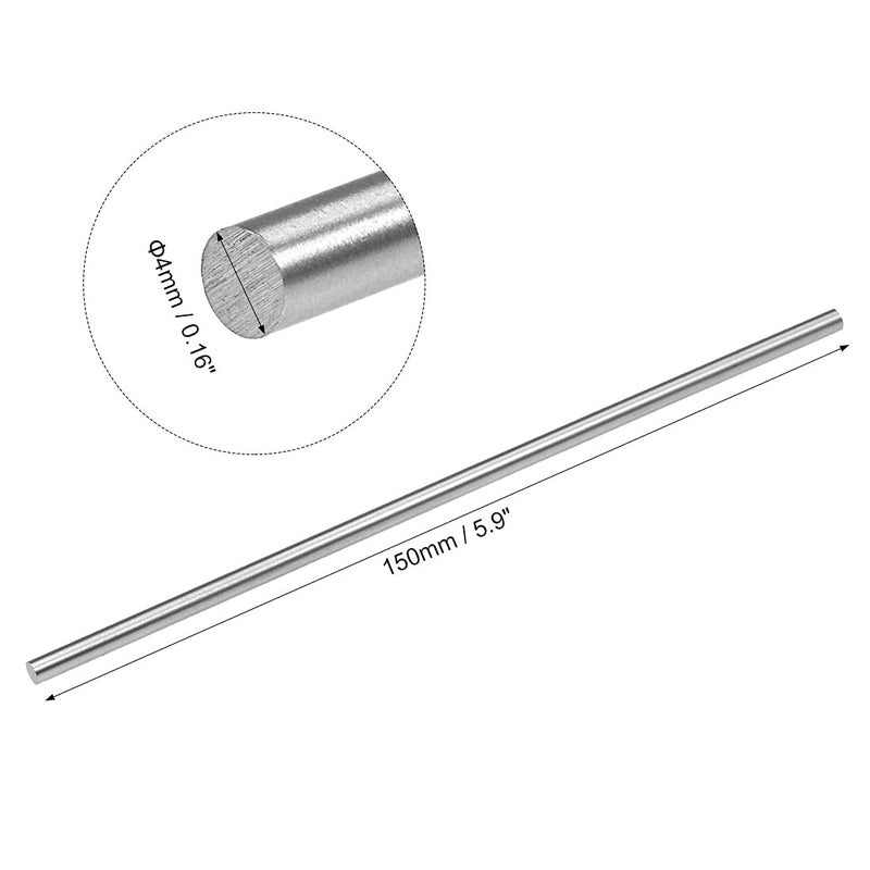 uxcell 5pcs Round Steel Metal Rods, 4mm x 150mm High Speed Steel (HSS) Lathe Bar Stock Tool, for Shaft Gear Drill Lathes Boring Machine Turning Miniature DIY Craft, 5pcs - Image 2