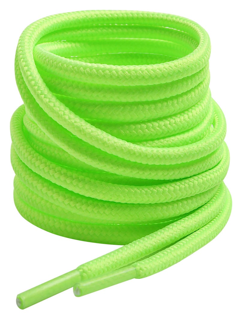 VSUDO 55 Inches Round Neon Green Boot Laces, 5/32" Diameter Shoe Laces for Boots, Heavy Duty Work Shoestrings, Hiking Shoelaces for Men or Women (2Pairs-Neon Green-140CM) - Image 3