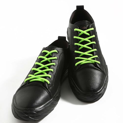 VSUDO 55 Inches Round Neon Green Boot Laces, 5/32" Diameter Shoe Laces for Boots, Heavy Duty Work Shoestrings, Hiking Shoelaces for Men or Women (2Pairs-Neon Green-140CM) - Image 2