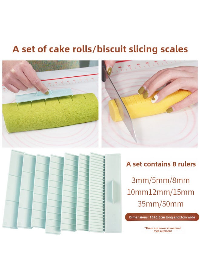 Cookie Scale Biscuit Cutter Cake Roll Controller Thick Cut Biscuit Scale Household Baking Ruler Artifact-Color:Cookie Cake Roll Scale 8-piece Set - Image 1