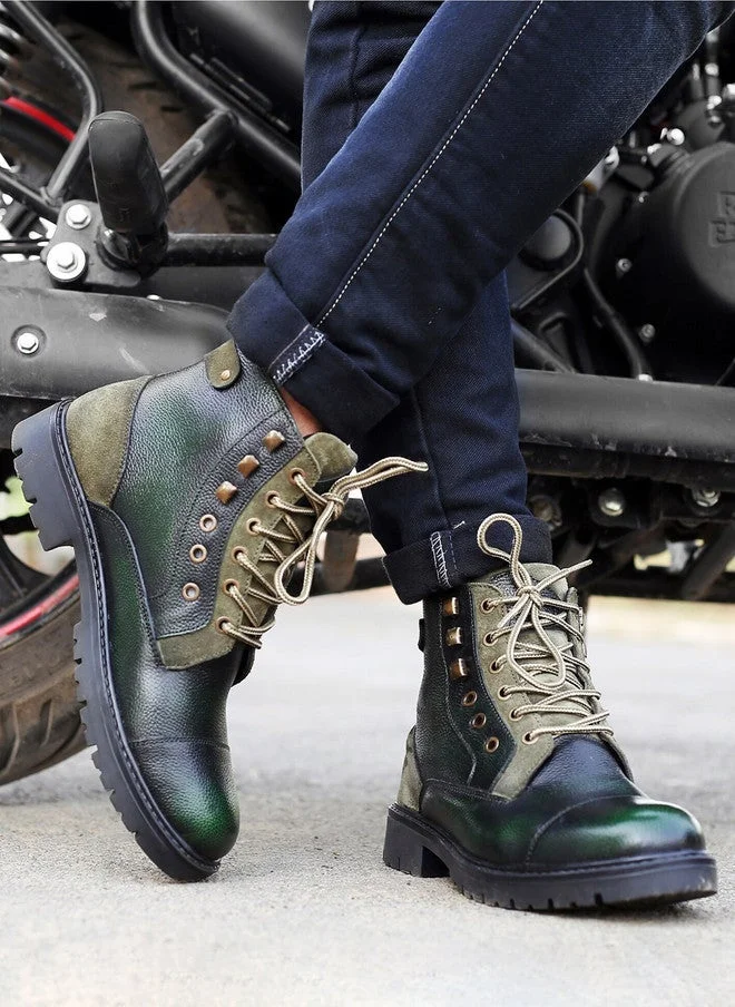 Bacca Bucci Olive Dragon Waterproof Leather Trekking and Biking Boots for Men | Best Price UAE