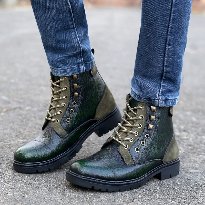 Bacca Bucci Olive Dragon Waterproof Leather Trekking and Biking Boots for Men | Best Price UAE