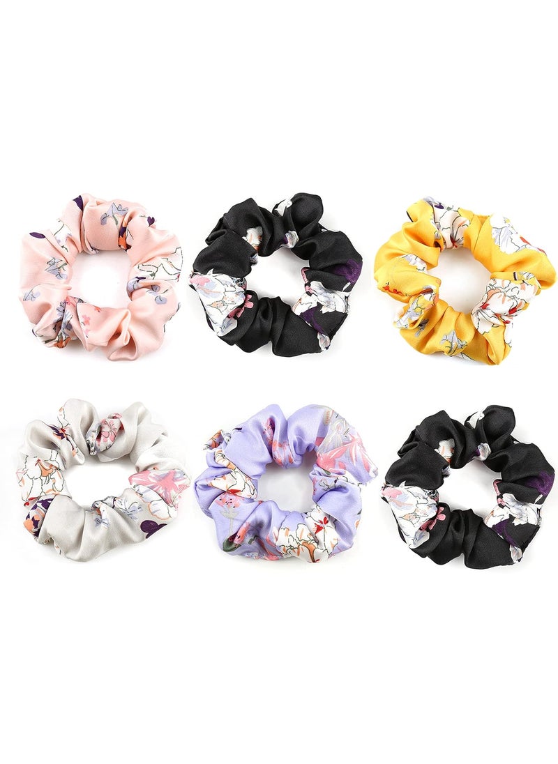 greatremy Braids Bonnet Satin Scrunchies Silky Hair Ties for Women Girls Flower Hair Scrunchies Luxurious Scrunchy Hair Accessories Gift 6PCS 