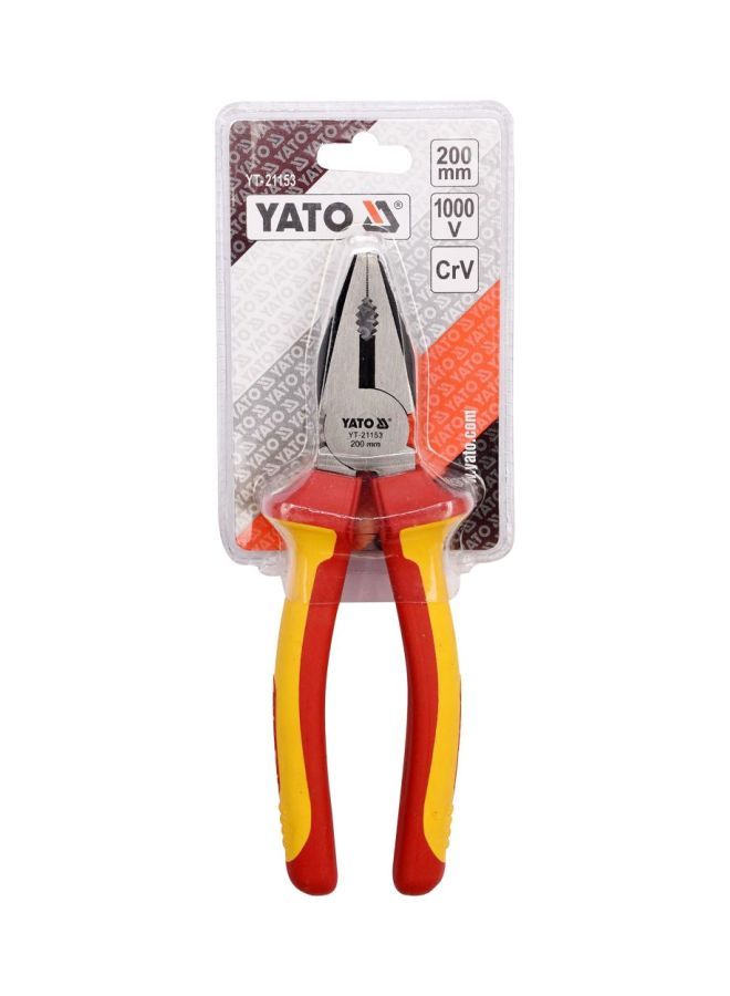 NIBEMINENT Insulated Combination Plier 200mm VDE-1000V YT-21153 Silver/Yellow/Red 8inch - Image 2