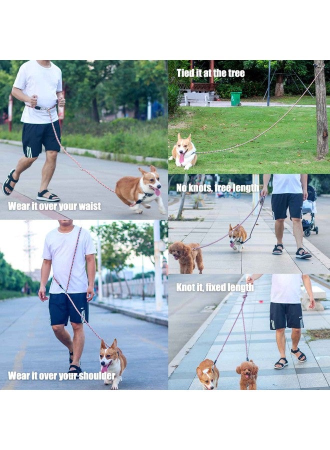 Gihunk Hands Free 8.5ft Nylon Double Dog Leash with Reflective Stitching, Adjustable Waist Fits All for Medium Large Dogs - Blue - Image 2