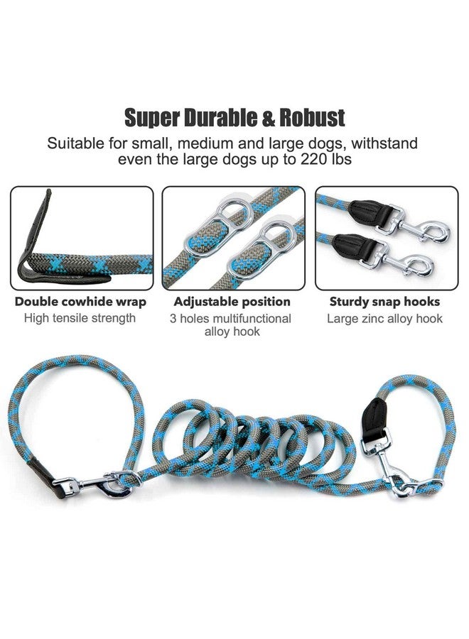 Gihunk Hands Free 8.5ft Nylon Double Dog Leash with Reflective Stitching, Adjustable Waist Fits All for Medium Large Dogs - Blue - Image 5