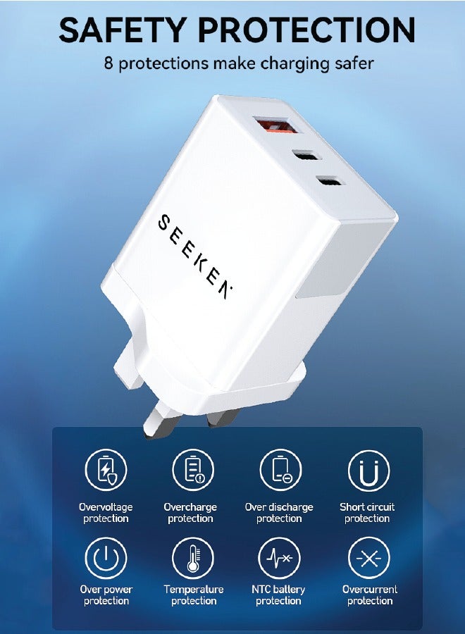 SEEKEN 40W Magneto Trio Fast Travel Charger - White | Fast Charging | 3 in 1 | Compact | Power Delivery | Premium Design | High-Quality. - Image 2