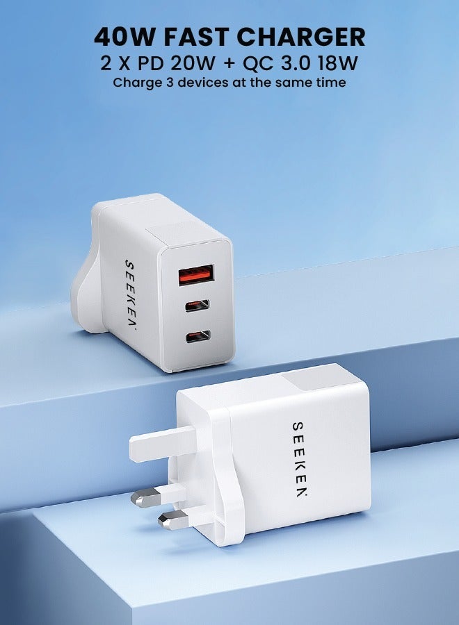 SEEKEN 40W Magneto Trio Fast Travel Charger - White | Fast Charging | 3 in 1 | Compact | Power Delivery | Premium Design | High-Quality. - Image 4