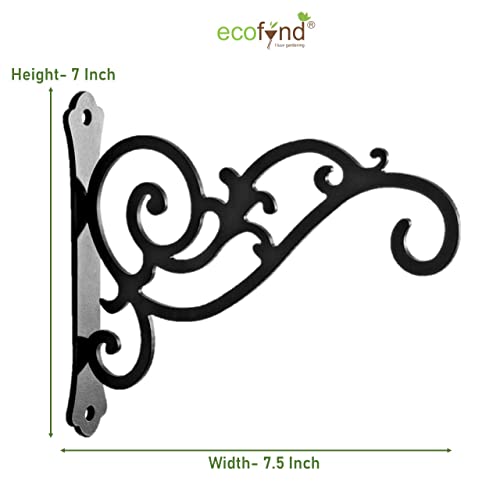 ecofynd 4 Pack Metal Wall Hook Hanging Plant Bracket | Decorative Straight Plant Hanger for Pots, Bird Feeders, Planters, Lanterns, Cotton, Wind Chimes Indoor Outdoor, Black - Image 2