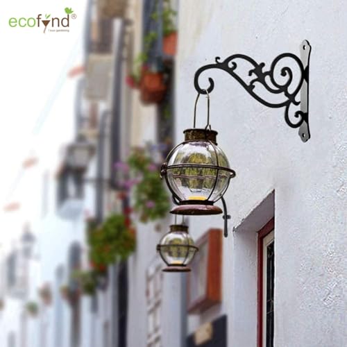 ecofynd 4 Pack Metal Wall Hook Hanging Plant Bracket | Decorative Straight Plant Hanger for Pots, Bird Feeders, Planters, Lanterns, Cotton, Wind Chimes Indoor Outdoor, Black - Image 3