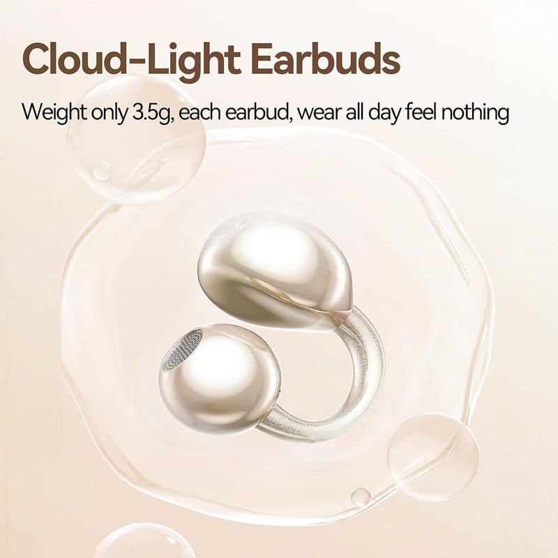 QJF Clip on Earbuds for Small Ears & Glasses, Open Ear Bluetooth 5.4 Headphones with 40H Playtime & Digital Display, Sweatproof - Image 5