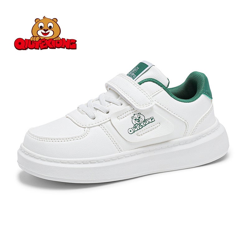 Chut Bear Children'S Shoes School White Shoes Leather Surface Waterproof Board Shoes Boys And Girls Casual Shoes Pure White Shoes Girls Shoes - Image 4