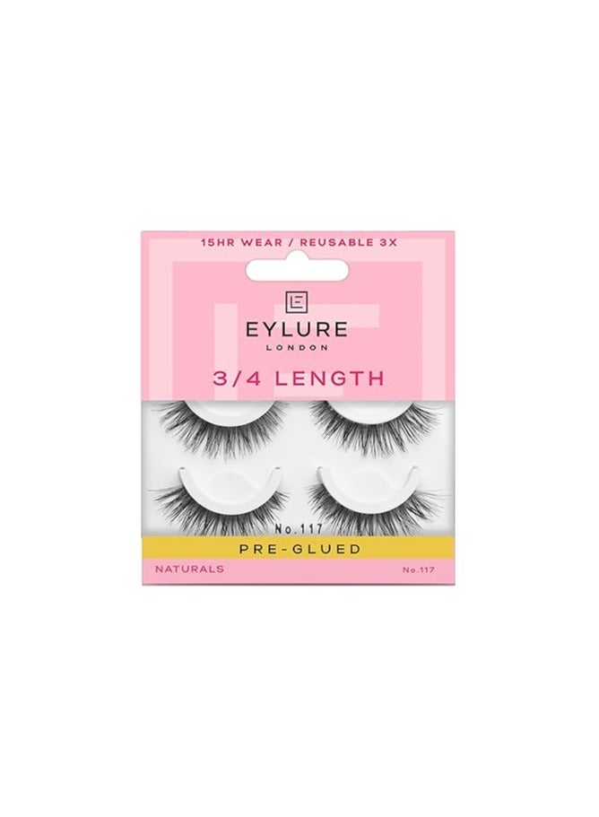 Eylure Pre-Glued Wispy Light Texture Eyelashes, No.117, Twin Pack
