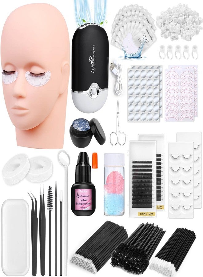 Tetutor EyeLash Extension Kit for Beginners, Professional Lash EyeLash Extension Practice Kit with Everything, Mannequin Head, Eye Lashes Glue, Lash Kit for Eyelash Extensions Beginners Training - Image 1