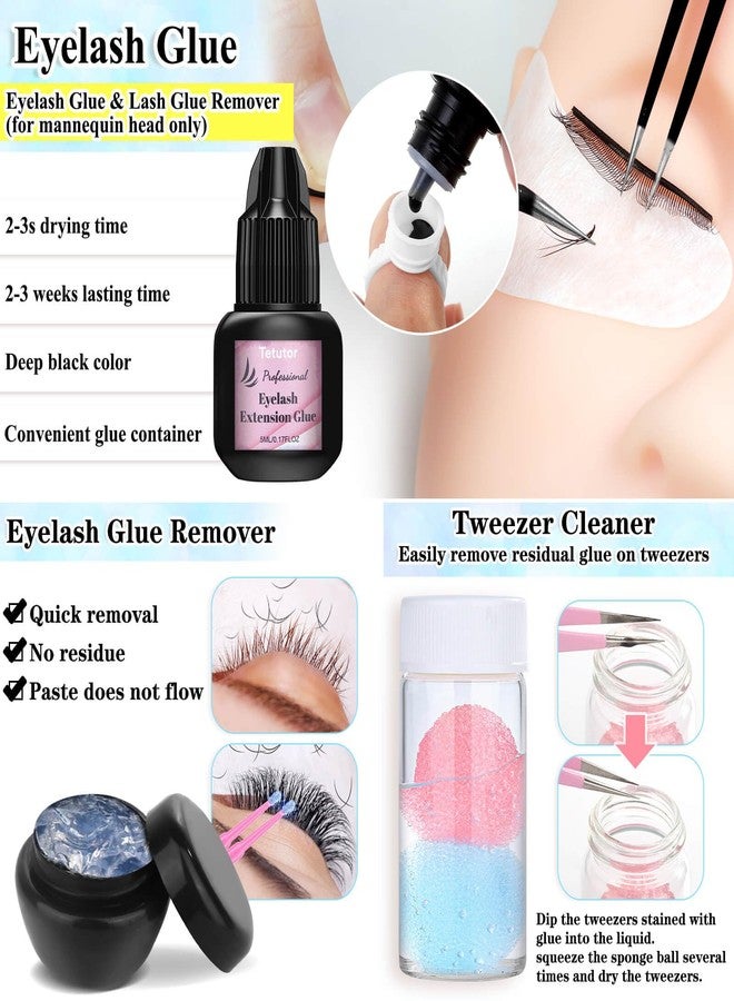 Tetutor EyeLash Extension Kit for Beginners, Professional Lash EyeLash Extension Practice Kit with Everything, Mannequin Head, Eye Lashes Glue, Lash Kit for Eyelash Extensions Beginners Training - Image 3