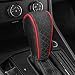 QKYS Leather Car Gear Shift Knob Cover Upgraded AntiSlip Design Stick Shift Knob Cover Universal Durable Car Decorative Accessories Shifter Stick Protector Suitable for CarsTrucksSUVs BlackRed - Image 2