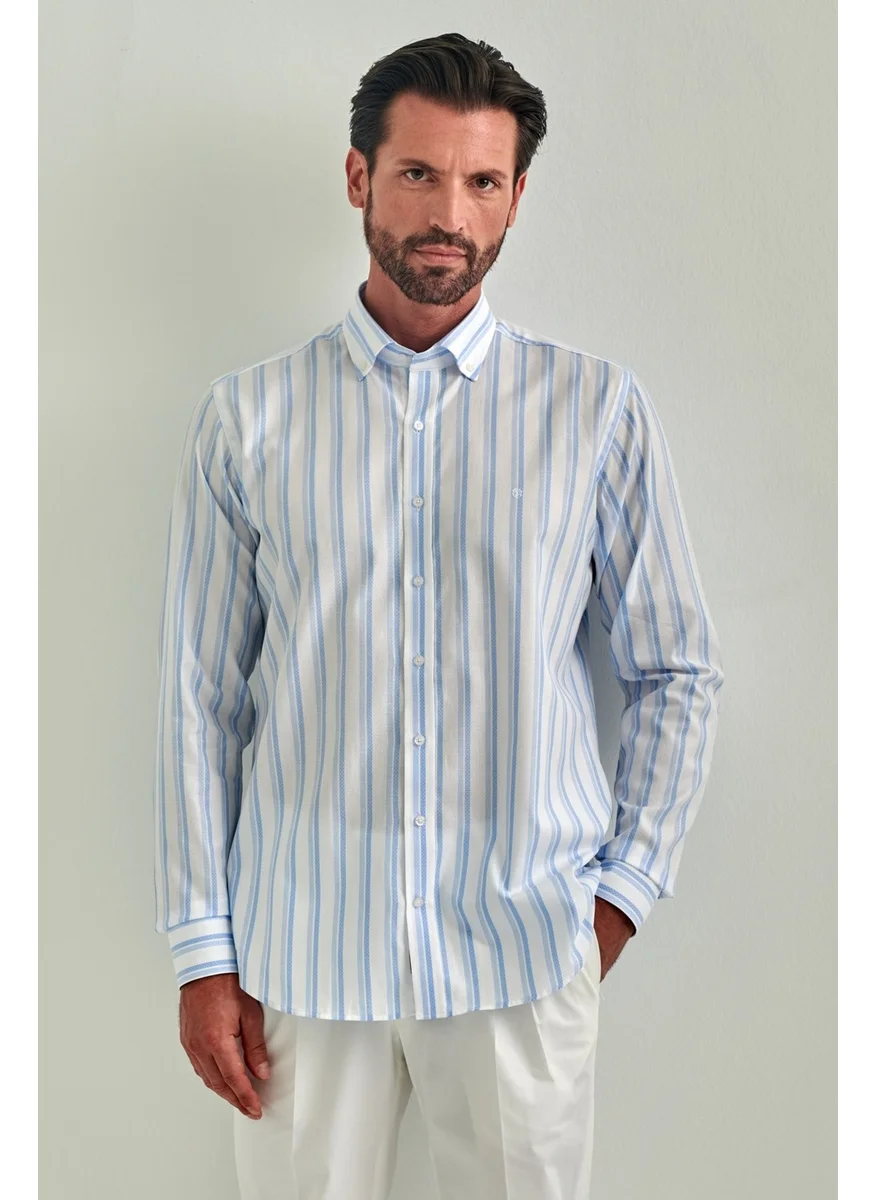 Bisse Men's Regular Fit Long Sleeve Classic Shirt BLUE GM22Y221021_C35